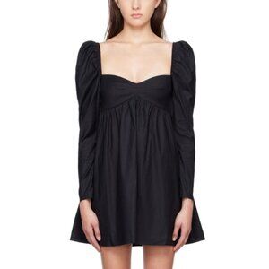 Reformation Black Kenzie Sweetheart Neckline Puff Shoulder Mini Dress | Size 4